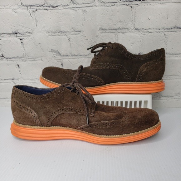 Men Cole Haan Lunargrand C11097 Wingtip‎ Oxfords 9 M Brown Suede Lace Up Shoes main image 11